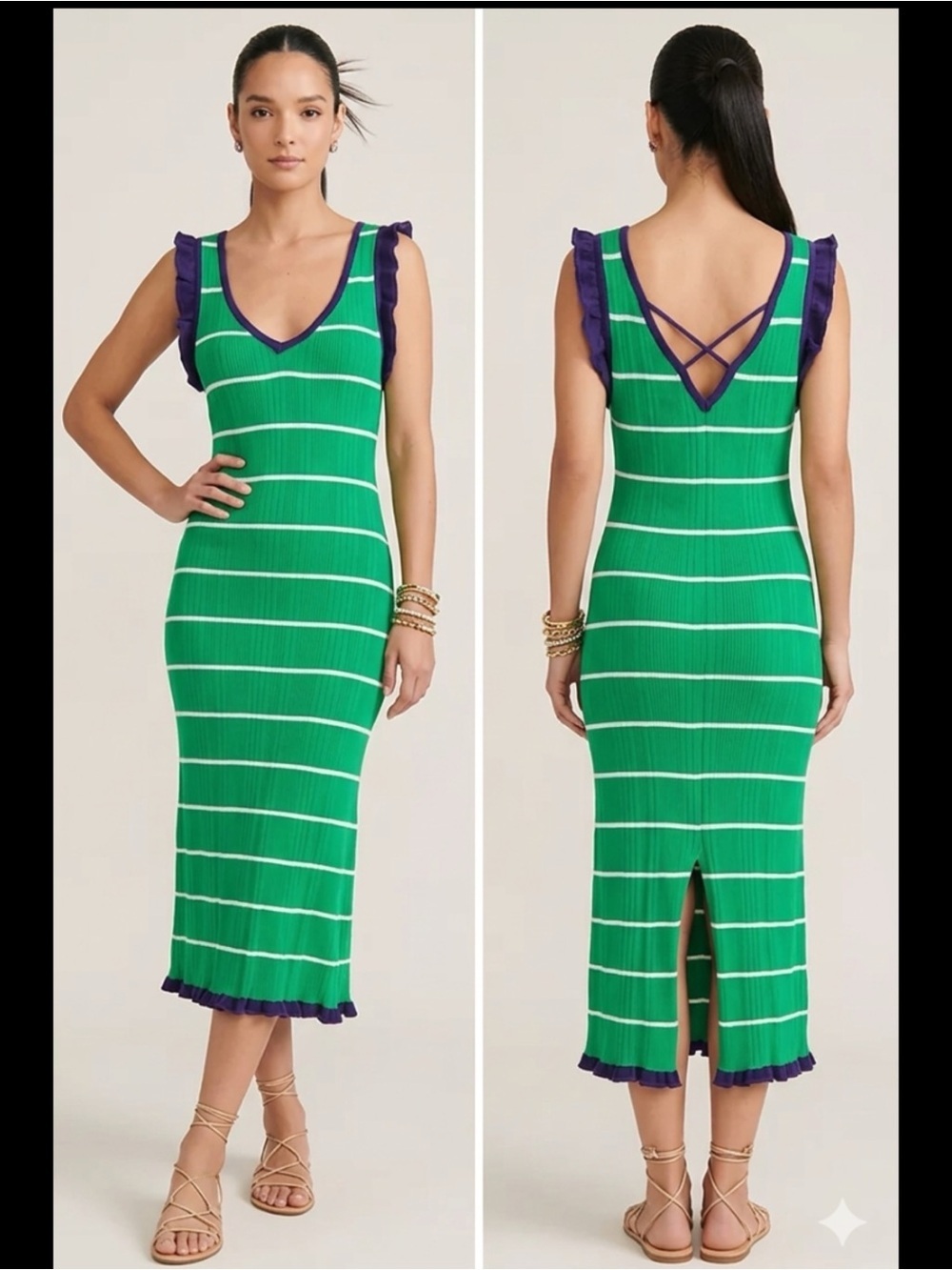 Anthropologie Daily Practice Rosie Knit Crisscross Back Coquette Midi Dress MP